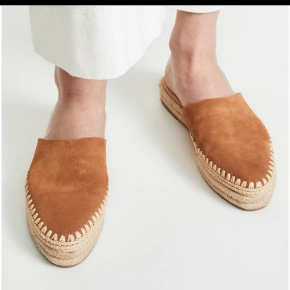 Sam Edelman Women's Austin Leather Espadrille Mules In Caramel Suede Size 9.5